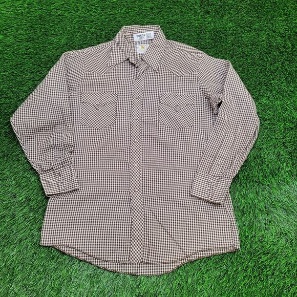 Vintage 70s Dickson-Jenkins Shirt XL 23x32 Western Check USA - Picture 1 of 10